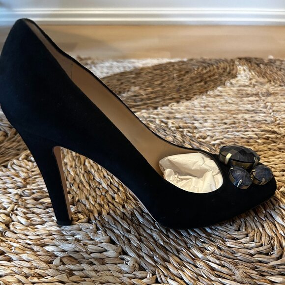Kate Spade pumps, 9.5, black suede with grey stone adornments - Picture 1 of 8
